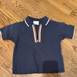 Burberry Navy Polo with Red and White Accents
